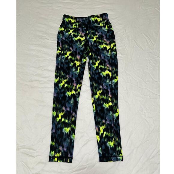 DKNY Womens High-Waist 7/8 Length Thight Pants Logo-Print Black Zest Logo Sz XS - Picture 1 of 8